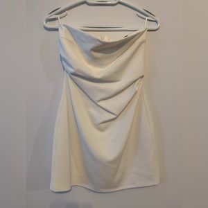 Zara white tube top dress - perfect for bachelorette or other wedding events.